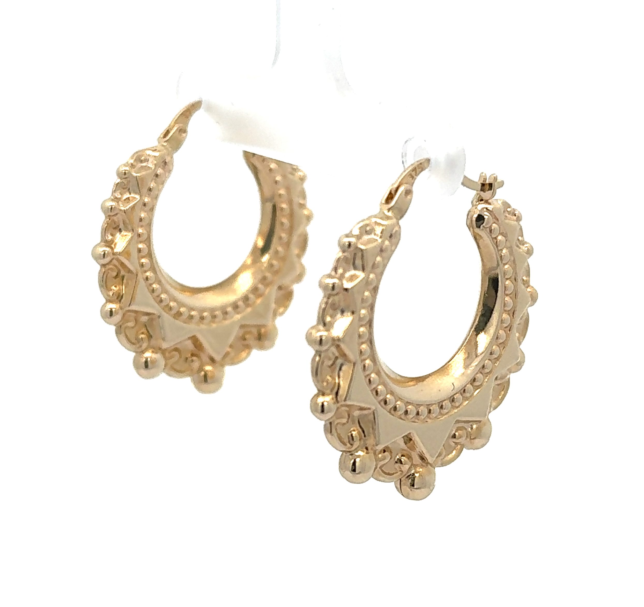 9K Hollow Yellow Gold Large Traditional Creole Hoop Earrings